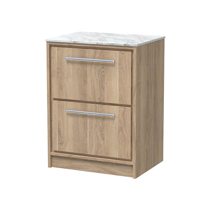 Hudson Reed Lille Floor Standing Double Drawer 600mm Vanity with Marble Worktop (1 size, 3 colours) - Brand New Bathrooms