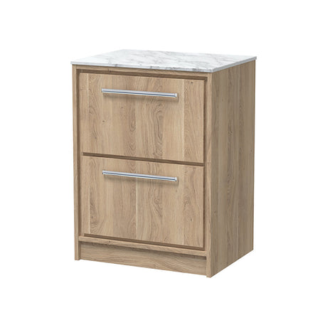 Hudson Reed Lille Floor Standing Double Drawer 600mm Vanity with Marble Worktop (1 size, 3 colours) - Brand New Bathrooms