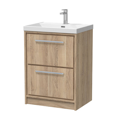 Hudson Reed Lille Floor Standing Two Drawer 600mm Vanity with 1 tap hole Basin (1 size, 3 colours) - Brand New Bathrooms