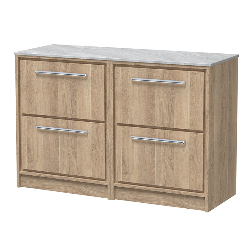 Hudson Reed Lille Floor Standing Four Drawer Vanity with Marble Worktop (1 size, 3 colours) - Brand New Bathrooms