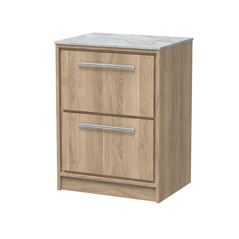 Hudson Reed Lille Floor Standing Double Drawer 600mm Vanity with Marble Worktop (1 size, 3 colours) - Brand New Bathrooms
