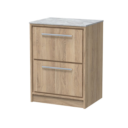Hudson Reed Lille Floor Standing Double Drawer 600mm Vanity with Marble Worktop (1 size, 3 colours) - Brand New Bathrooms