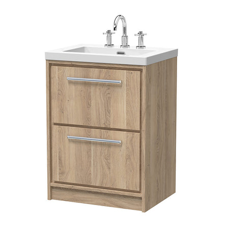 Hudson Reed Lille Floor Standing Double Drawer 600mm Vanity with 3 tap hole Fireclay Basin (1 size, 3 colours) - Brand New Bathrooms