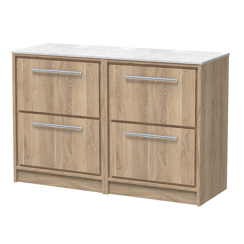 Hudson Reed Lille Floor Standing Four Drawer 1200mm Vanity with Marble Worktop (1 size, 3 colours) - Brand New Bathrooms