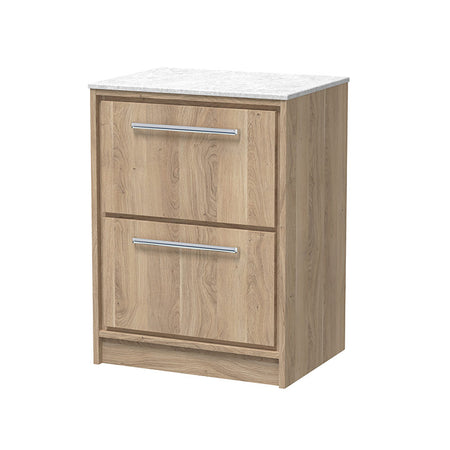 Hudson Reed Lille Floor Standing Double Drawer 600mm Vanity with Marble Worktop (1 size, 3 colours) - Brand New Bathrooms