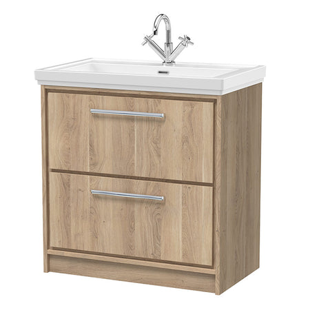 Hudson Reed Lille Floor Standing Double Drawer 800mm Vanity with 1 tap hole Fireclay Basin (1 size, 3 colours) - Brand New Bathrooms
