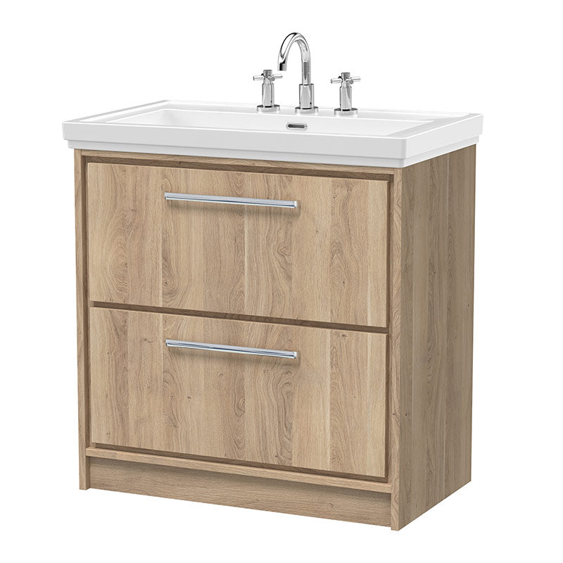 Hudson Reed Lille Floor Standing 2-Drawer Vanity with Basin - 3 Tap Hole (1 size,3 colours) - Brand New Bathrooms