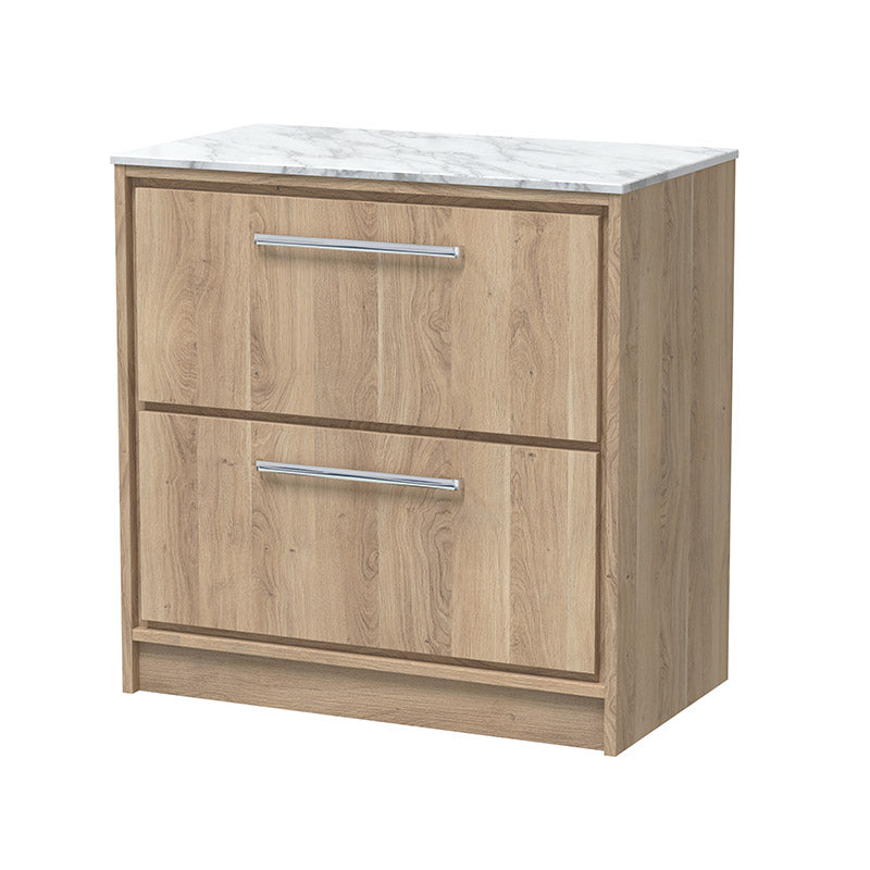 Hudson Reed Lille Floor Standing Double Drawer 800mm Vanity with Marble Worktop (1 size, 3 colours) - Brand New Bathrooms