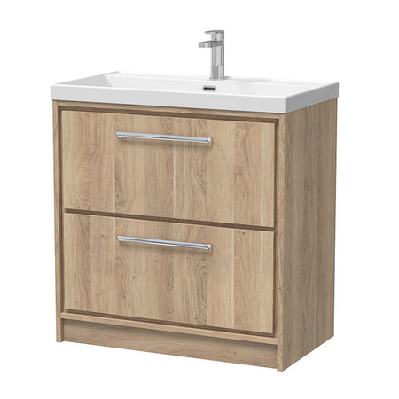 Hudson Reed Lille Floor Standing Double Drawer 800mm Vanity with 1 tap hole Vitreous China Basin (1 size, 3 colours) - Brand New Bathrooms