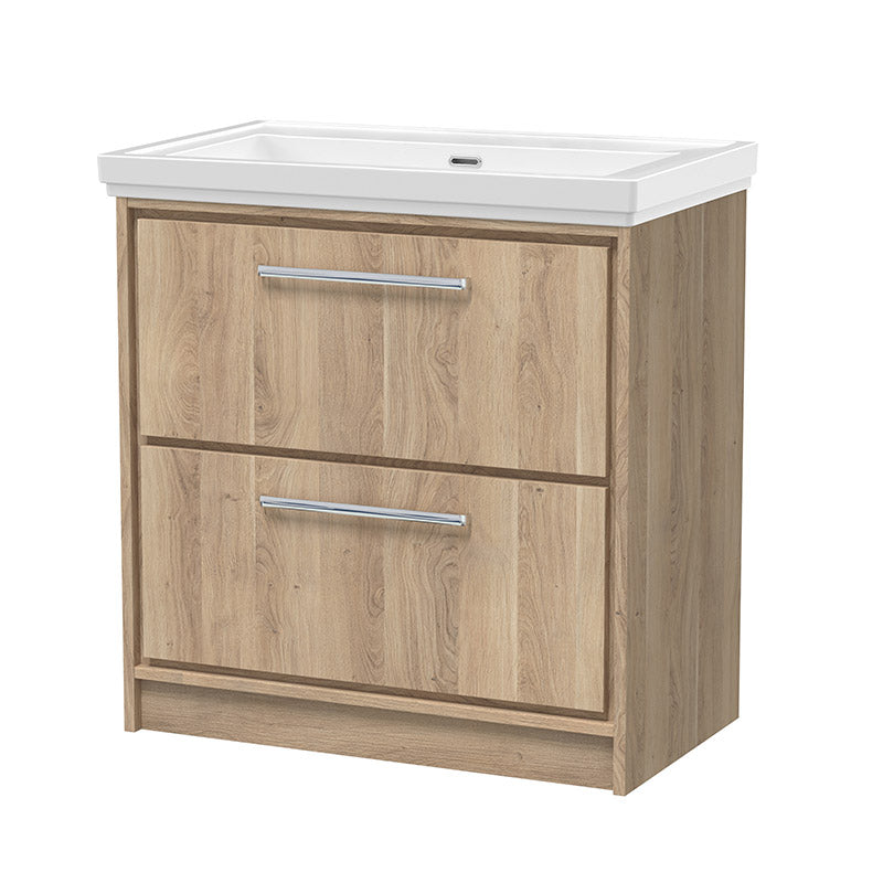 Hudson Reed Lille Floor Standing Double Drawer 800mm Vanity with Fireclay Basin (1 size, 3 colours) - Brand New Bathrooms