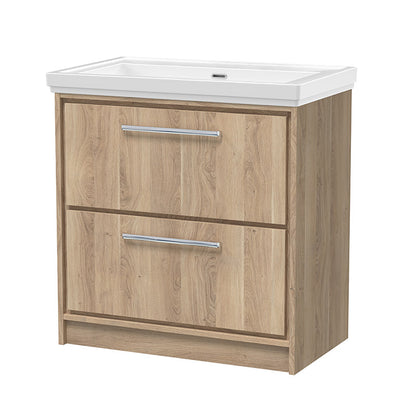 Hudson Reed Lille Floor Standing Double Drawer 800mm Vanity with Fireclay Basin (1 size, 3 colours) - Brand New Bathrooms