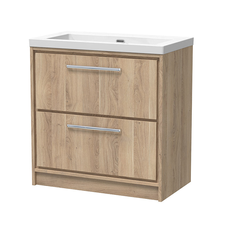 Hudson Reed Lille Floor Standing Double Drawer 800mm Vanity with Fireclay Basin (1 size, 3 colours) - Brand New Bathrooms