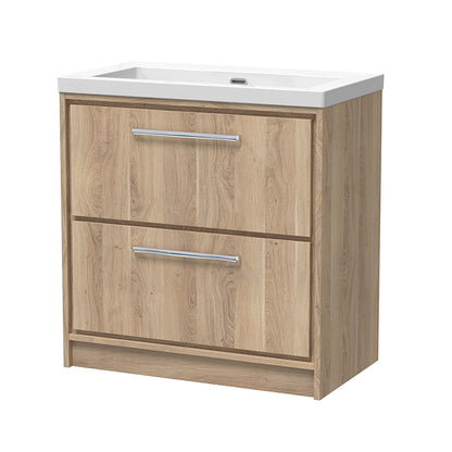 Hudson Reed Lille Floor Standing Double Drawer 800mm Vanity with Fireclay Basin (1 size, 3 colours) - Brand New Bathrooms