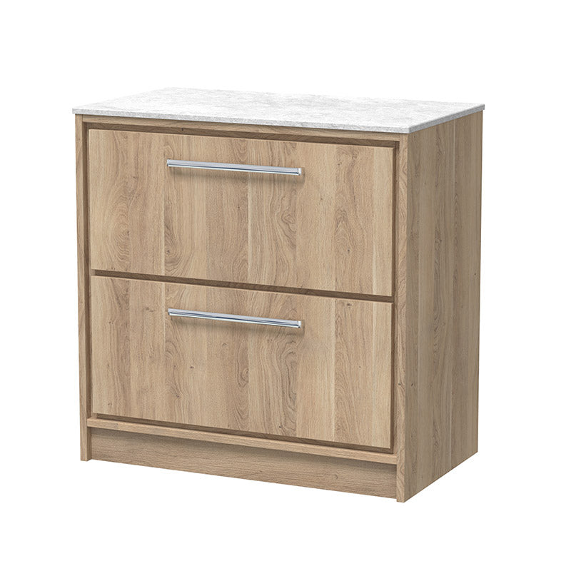 Hudson Reed Lille Floor Standing Double Drawer 800mm Vanity with Marble Worktop (1 size, 3 colours) - Brand New Bathrooms