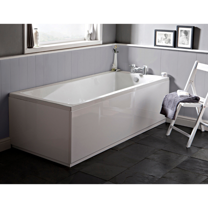 Nuie Linton Eternalite Square Single Ended Straight Shower Bath (3 sizes, White) - Brand New Bathrooms