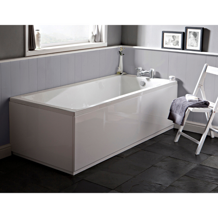 Nuie Linton Eternalite Square Single Ended Straight Shower Bath (3 sizes, White) - Brand New Bathrooms