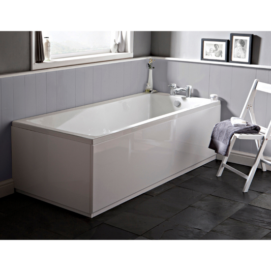 Nuie Linton Eternalite Square Single Ended Straight Shower Bath (3 sizes, White) - Brand New Bathrooms