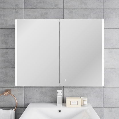 Nuie Leda 800mm Double Door Mirror Cabinet (1 size) - Brand New Bathrooms