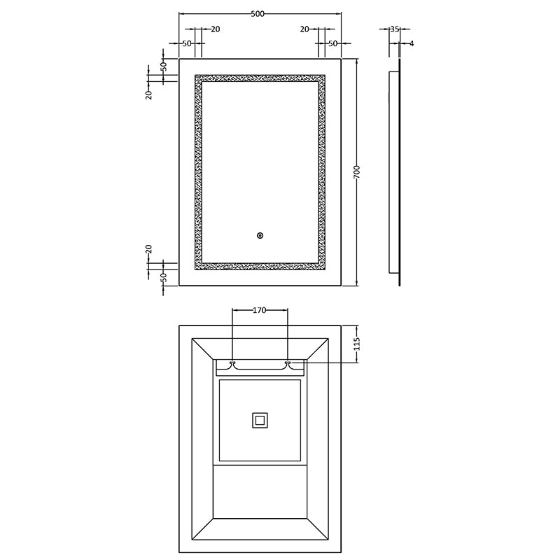 Nuie Sculptor 700mm x 500mm Touch Sensor Mirror (Glass) - Brandnew Bathroom