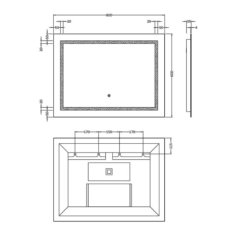 Nuie Enif 800mm x 600mm Touch Sensor Mirror (Glass) - Brandnew Bathroom