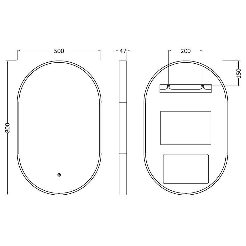 Nuie Columba Inset Frame LED Mirror - 800 x 500mm (3 colours) - Brandnew Bathroom