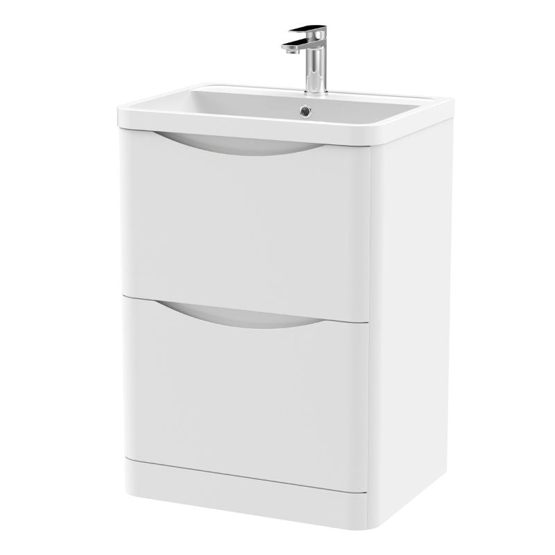 Nuie Lunar Floor Standing 2 Drawer Unit & Polymarble Basin (1 size, 5 colours) - Brand New Bathrooms