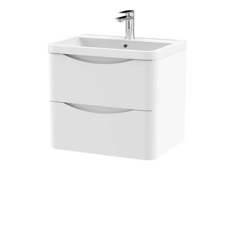 Nuie Lunar Wall Hung 2 Drawer Unit & Polymarble Basin (1 size, 5 colours) - Brand New Bathrooms
