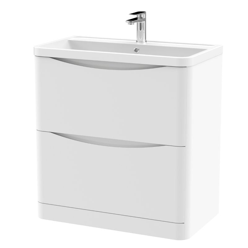 Nuie Lunar Floor Standing 2 Drawer Unit & Polymarble Basin (1 size, 5 colours) - Brand New Bathrooms