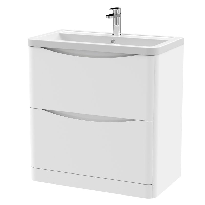 Nuie Lunar Floor Standing 2 Drawer Unit & Ceramic Basin (1 size, 5 colours) - Brand New Bathrooms