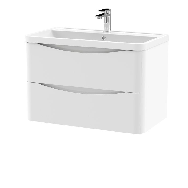 Nuie Lunar Wall Hung 2 Drawer Unit & Polymarble Basin (1 size, 5 colours) - Brand New Bathrooms