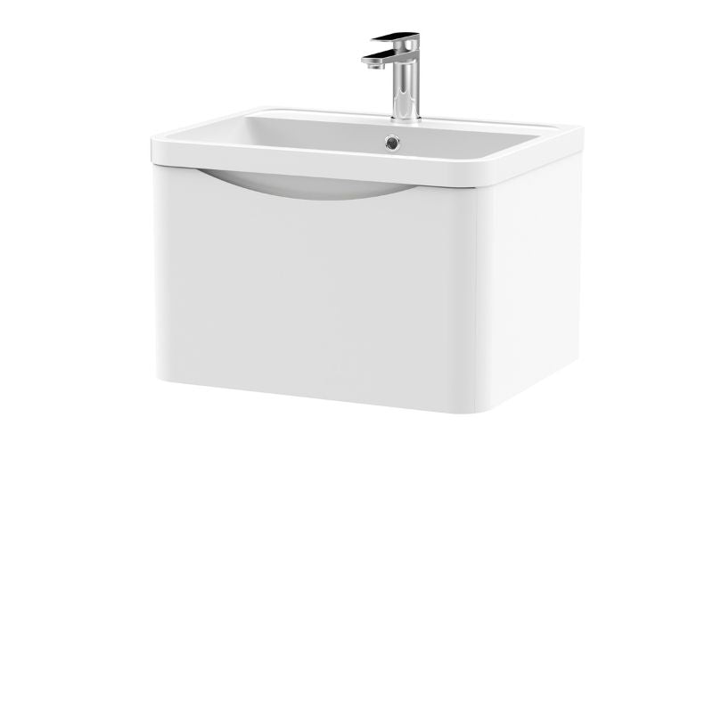 Nuie Lunar Wall Hung 1 Drawer Unit & Polymarble Basin (1 size, 5 colours) - Brand New Bathrooms