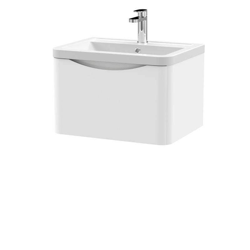 Nuie Lunar Wall Hung 1 Drawer Unit & Ceramic Basin (1 size, 5 colours) - Brand New Bathrooms