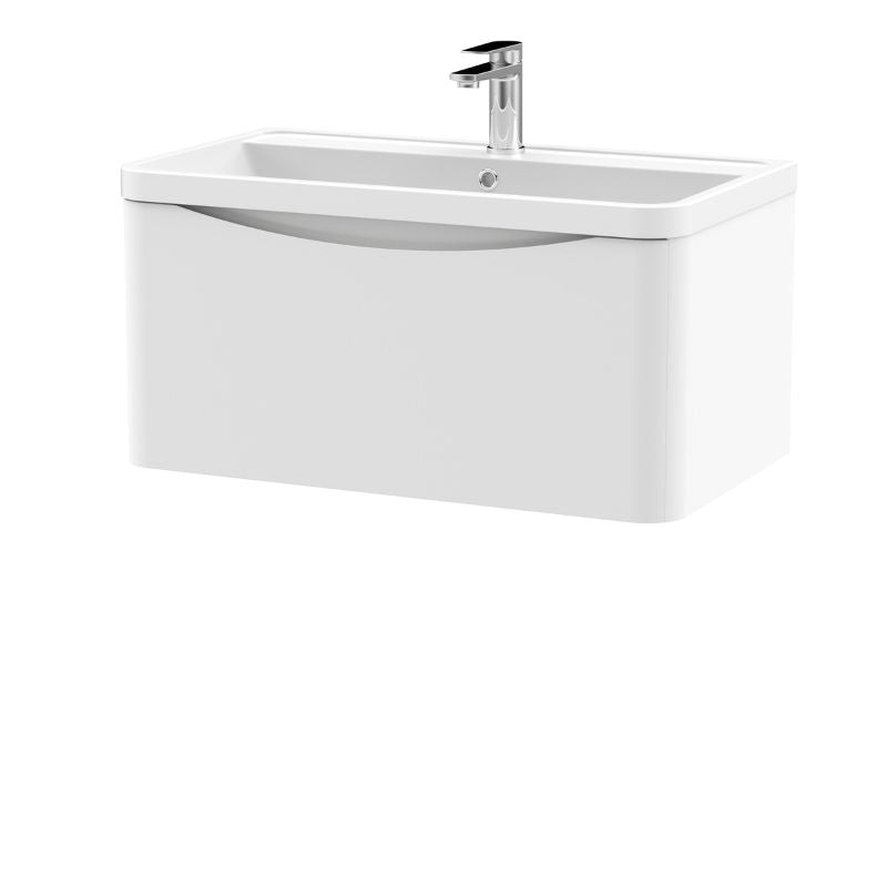 Nuie Lunar Wall Hung 1 Drawer Unit & Polymarble Basin (1 size, 5 colours) - Brand New Bathrooms