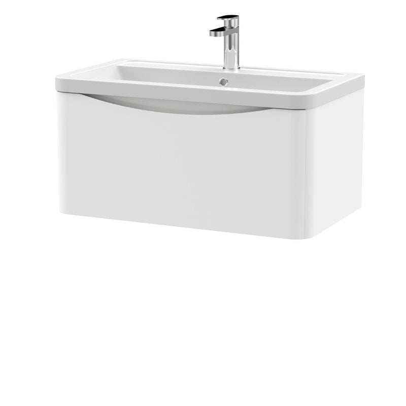 Nuie Lunar Wall Hung 1 Drawer Unit & Ceramic Basin (1 size, 5 colours) - Brand New Bathrooms