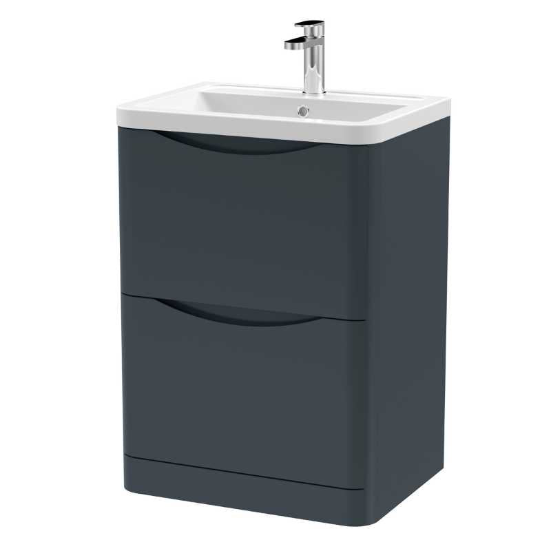 Nuie Lunar Floor Standing 2 Drawer Unit & Ceramic Basin (1 size, 5 colours) - Brand New Bathrooms