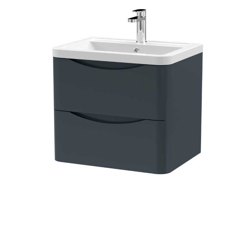 Nuie Lunar Wall Hung 2 Drawer Unit & Ceramic Basin (1 size, 5 colours) - Brand New Bathrooms