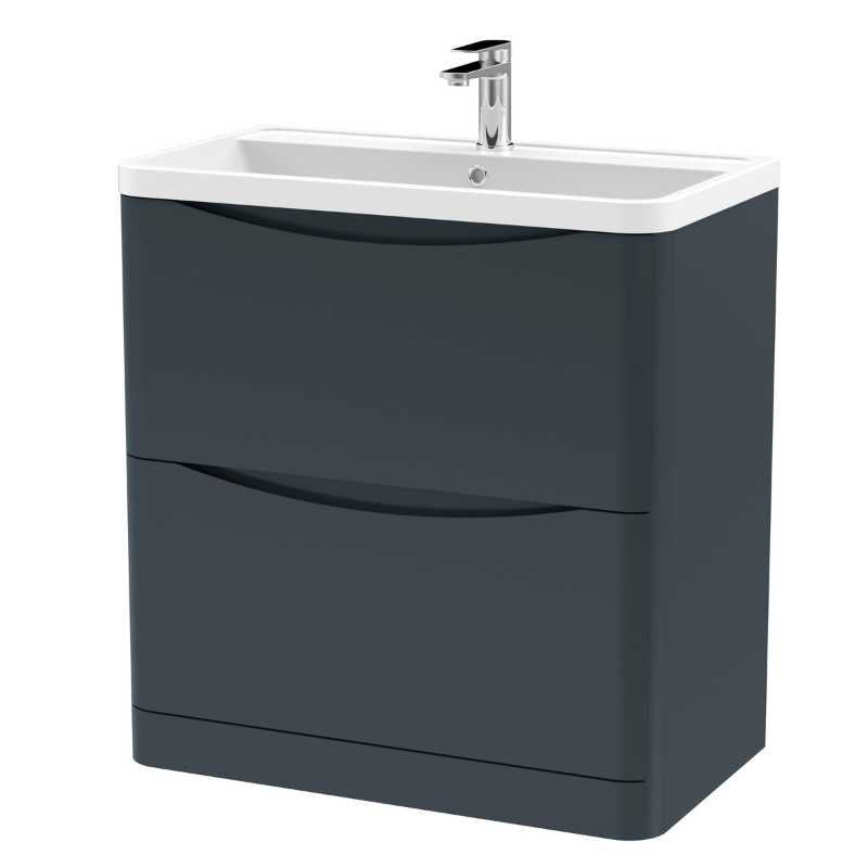 Nuie Lunar Floor Standing 2 Drawer Unit & Polymarble Basin (1 size, 5 colours) - Brand New Bathrooms