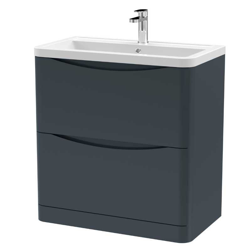 Nuie Lunar Floor Standing 2 Drawer Unit & Ceramic Basin (1 size, 5 colours) - Brand New Bathrooms