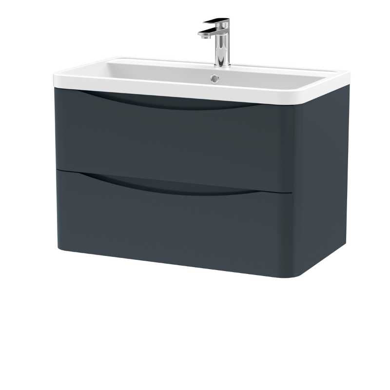 Nuie Lunar Wall Hung 2 Drawer Unit & Polymarble Basin (1 size, 5 colours) - Brand New Bathrooms