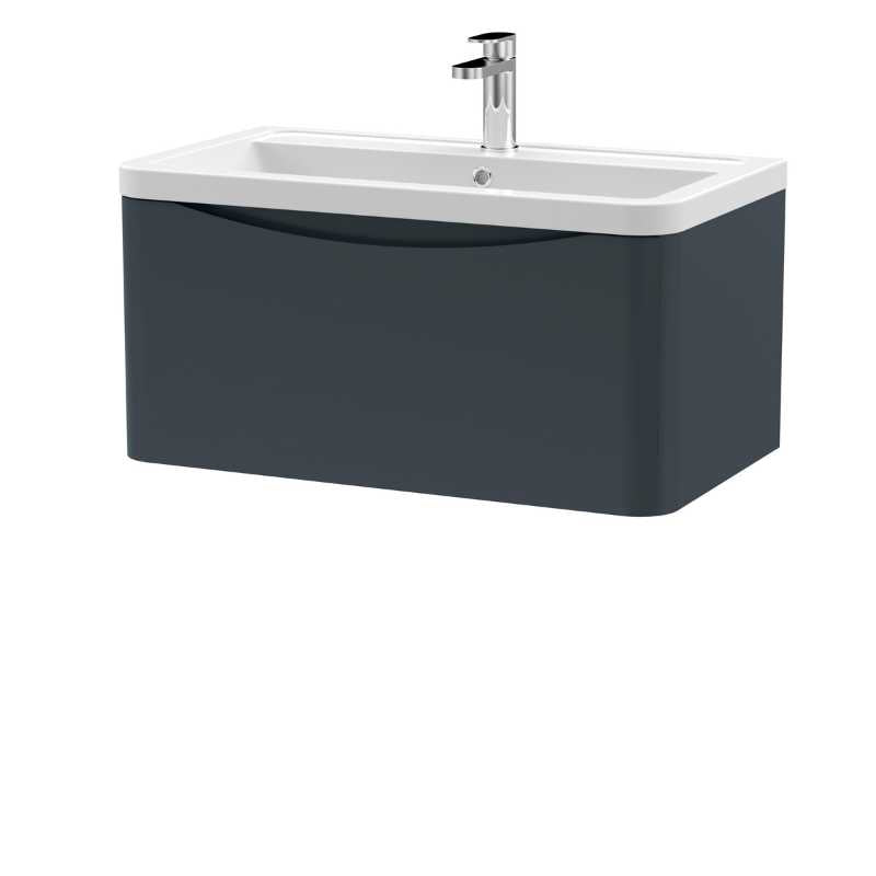 Nuie Lunar Wall Hung 1 Drawer Unit & Ceramic Basin (1 size, 5 colours) - Brand New Bathrooms