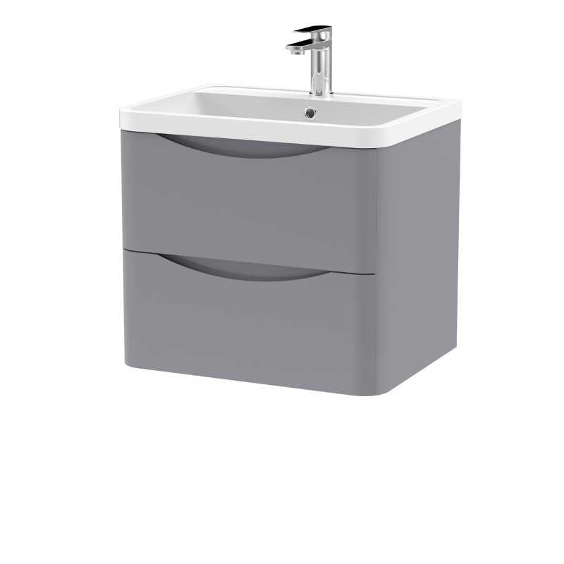 Nuie Lunar Wall Hung 2 Drawer Unit & Polymarble Basin (1 size, 5 colours) - Brand New Bathrooms