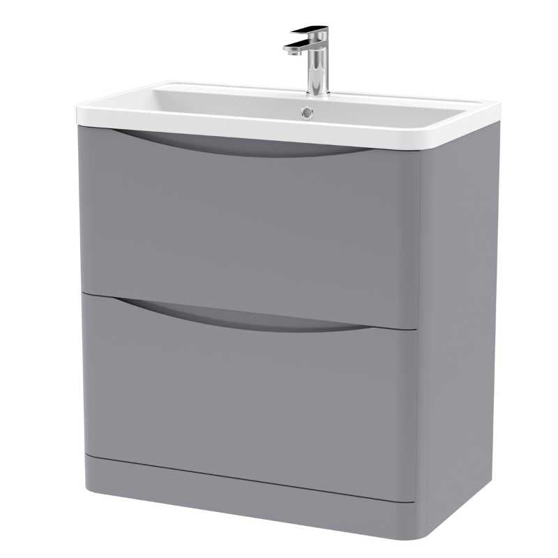 Nuie Lunar Floor Standing 2 Drawer Unit & Polymarble Basin (1 size, 5 colours) - Brand New Bathrooms