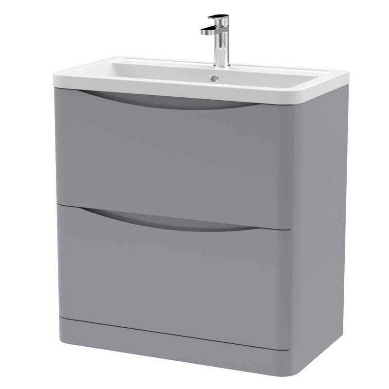 Nuie Lunar Floor Standing 2 Drawer Unit & Ceramic Basin (1 size, 5 colours) - Brand New Bathrooms
