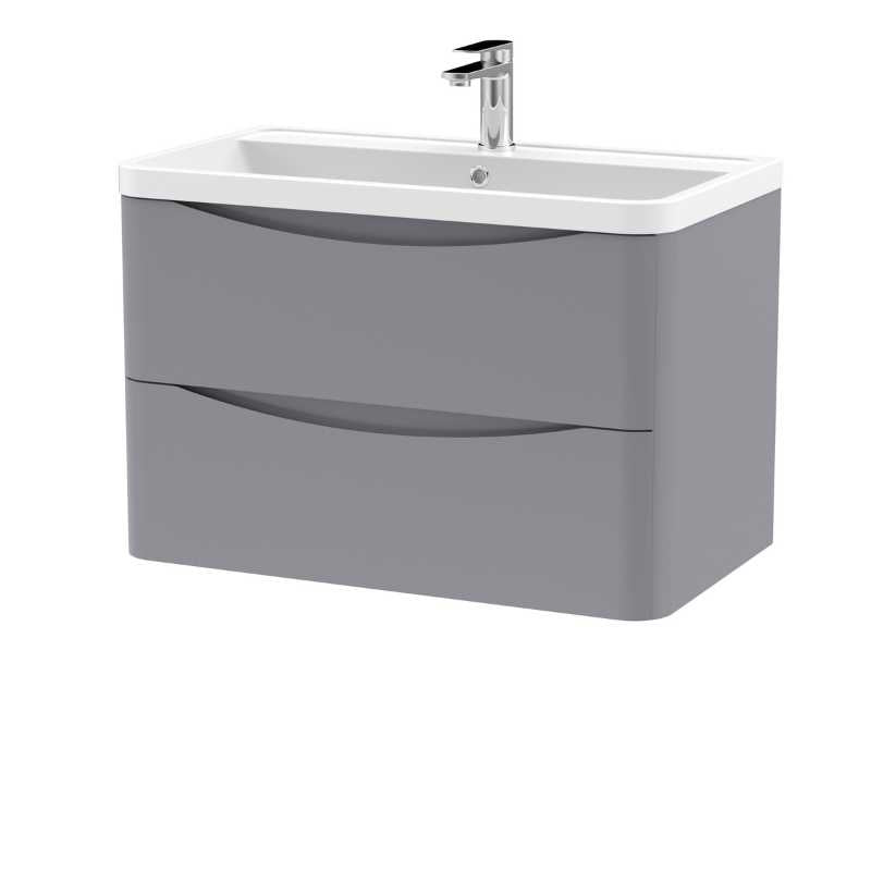 Nuie Lunar Wall Hung 2 Drawer Unit & Polymarble Basin (1 size, 5 colours) - Brand New Bathrooms