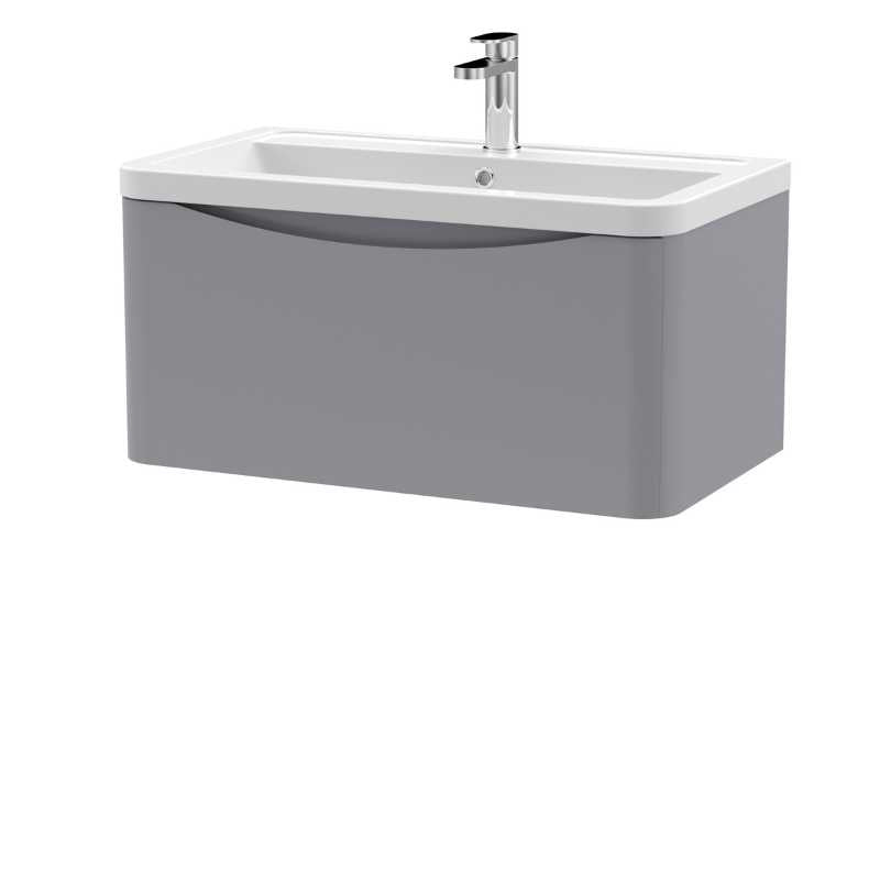 Nuie Lunar Wall Hung 1 Drawer Unit & Ceramic Basin (1 size, 5 colours) - Brand New Bathrooms