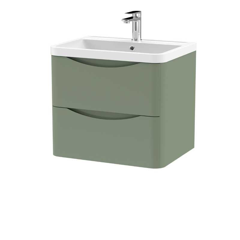 Nuie Lunar Wall Hung 2 Drawer Unit & Polymarble Basin (1 size, 5 colours) - Brand New Bathrooms