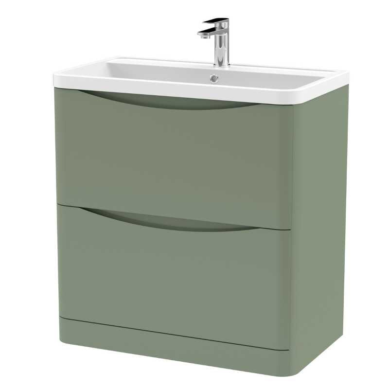 Nuie Lunar Floor Standing 2 Drawer Unit & Polymarble Basin (1 size, 5 colours) - Brand New Bathrooms