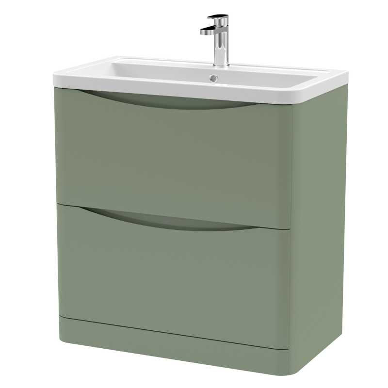 Nuie Lunar Floor Standing 2 Drawer Unit & Ceramic Basin (1 size, 5 colours) - Brand New Bathrooms