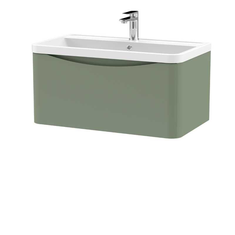Nuie Lunar Wall Hung 1 Drawer Unit & Polymarble Basin (1 size, 5 colours) - Brand New Bathrooms