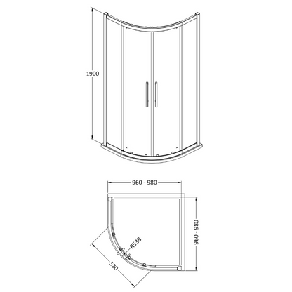 Hudson Reed Apex 8mm Glass Quadrant Shower Enclosure (2 sizes, Matt Black) - Brand New Bathrooms
